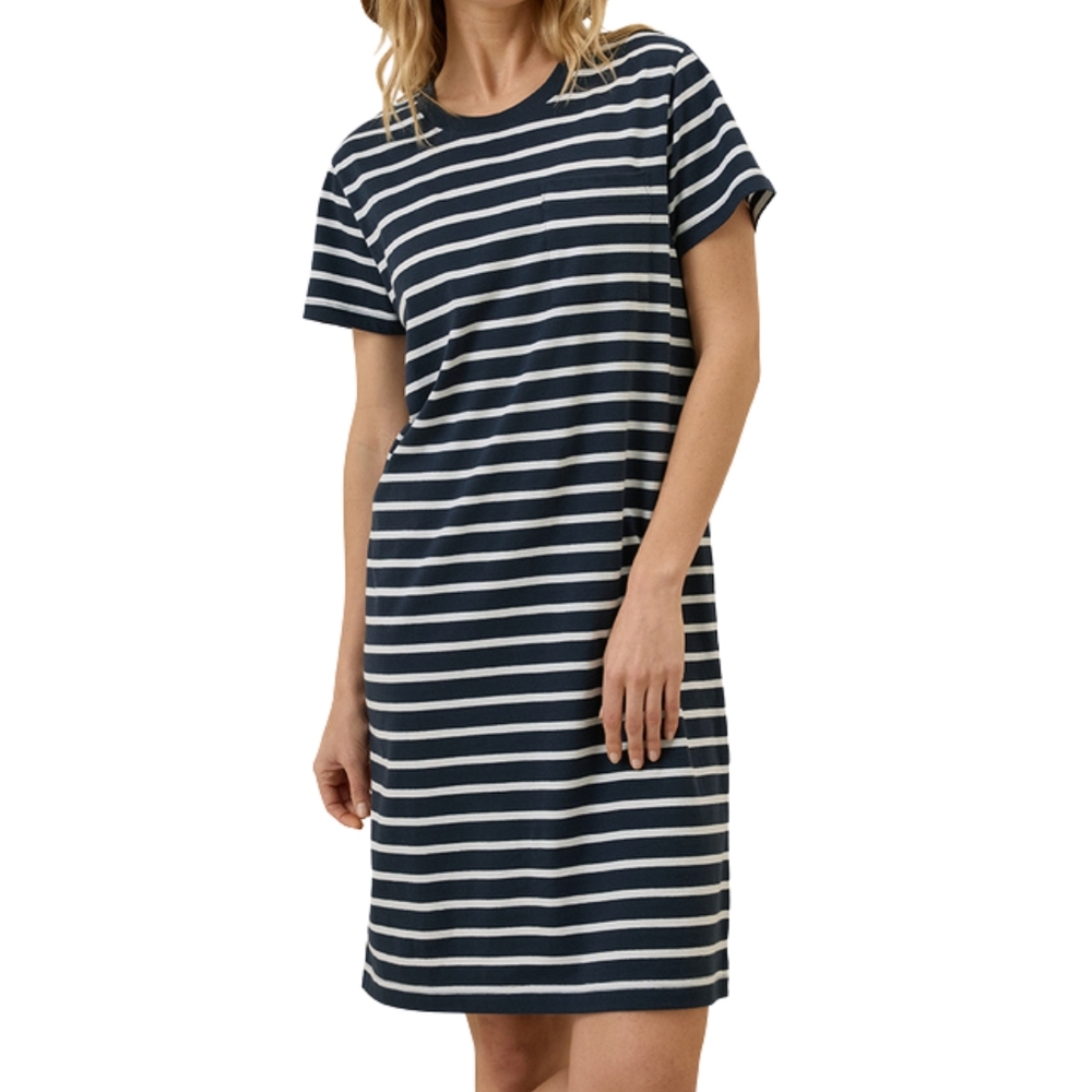 Pact Organic Softspun Striped Tee Dress, Size L